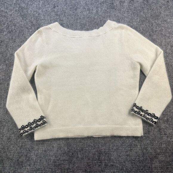 Vintage 90s Urban Outfitter Mohair Sweater Women Medium Cream Cardigan Coquette - Picture 7 of 14